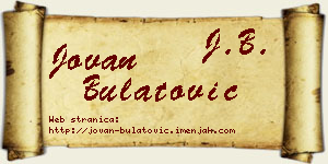Jovan Bulatović vizit kartica